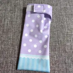 ★ランドセルに★リコーダーケース 折りたたみ傘 カバー 紫×白 水玉模様
