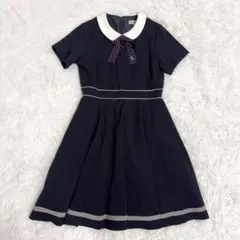 Lindsay ワンピース 160 フォーマル 半袖 リボン 襟付き ネイビー