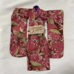【美品】ドール用 振袖 帯セット 赤 古典柄 タカラ リカちゃん/ジェニー