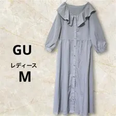 ジーユー　グレー 半袖ワンピース M　ロングワンピース カットソーワンピース