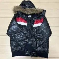 CONVERSE ファー付きダウンジャケット 黒/赤