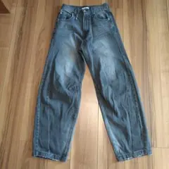 ダークグレー ワイドレッグデニムパンツ