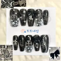 【134】ネイルチップシズニルックワンホン韓国y2kクロムハーツウィッシュコア
