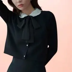 CELFORD 【WEB限定】 デタッチャブルレースカラーカーディガン