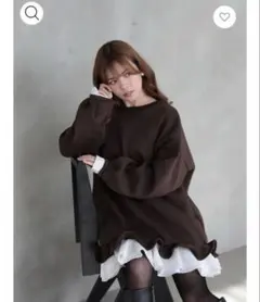 Myu ミュー　 裾フリル裏起毛オーバーワンピース