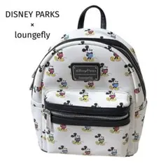 Disney Parks Loungefly ミッキー 総柄 ミニリュック　白のサムネイル