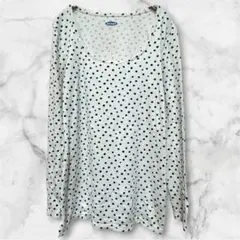 ⭐️1点もの⭐️OLD NAVY 【S】 ドット柄 長袖 Tシャツ リブカットソー