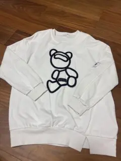 レディース クマ刺繍 ホワイト トレーナー S