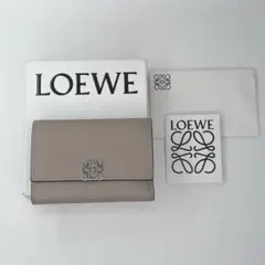 【LOEWE】美品 アナグラム レザーウォレット／グレージュ×シルバー金具／箱