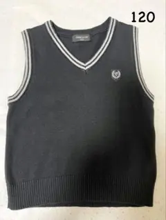 コムサイズム 紺 ネイビー ベスト ニット 白 ライン 120 入学 卒園 発表