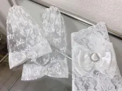 レース ウェディンググローブ 手袋4点 ホワイト サテンリボン ビジュー ドレス