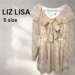 LIZLISA リズリサ 花柄ワンピース 長袖 シースルー チュール ピンク