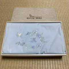 HANAE MORI フラットシーツ 花柄刺繍 ライトブルー　綿100%