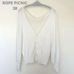 ROPE PICNIC カーディガン Vネック レース ホワイト M