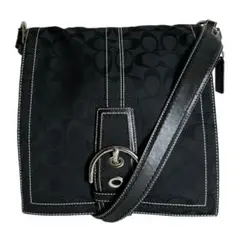 美品　コーチ　ショルダーバッグ　ソーホー　シグネチャー キャンバス　ブラック