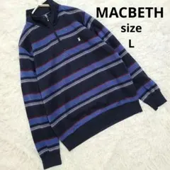 MACBETH/マクベスハーフジップニットトレーナーコットンポリボーダーフレブルのサムネイル