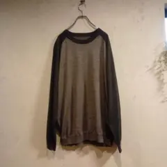 美品【BEAUTY&YOUTH】バイカラー ウールアクリル クルーネックニット