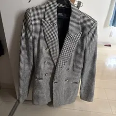 ZARA ザラ ロングストラクチャー ブレザー ツイード ジャケット 千鳥格 