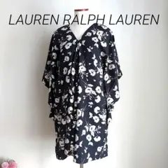 ローレンラルフローレン 花柄 チュニックブラウス 黒 　ゆったり　S