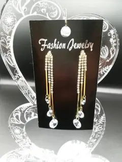 ゴールドクリスタルロングピアス