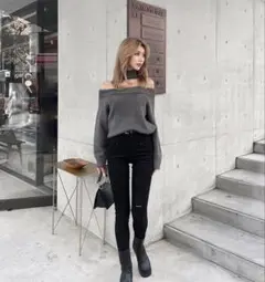 Diante シャギー オフショルダー 長袖 ニット ディアンテ