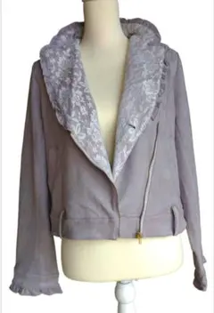 axes femme アクシーズファム フリル付きスエード風ジャケット