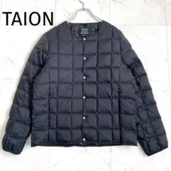 TAION クルーネックインナーダウンジャケット　軽量/暖かい ブラックL