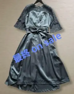 GIRL ネイビー レース袖 オケージョンドレス 光沢