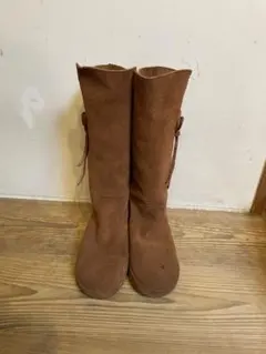 ブラウン スエード ロングブーツ