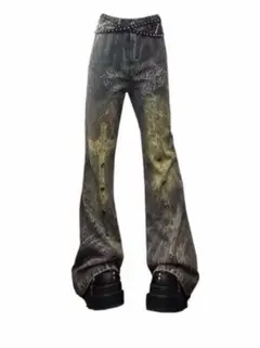 y2k 00s ギミック 十字架 ブーツカットデニム フレアデニム ベルボトム