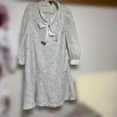 ジルスチュアート　リボン付きチェック柄長袖ワンピース