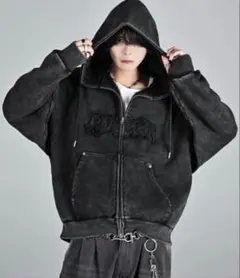 Adrer 黒 フード付きスウェットパーカー