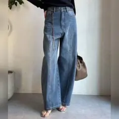25SS DouDou センターラインデニムカーブパンツ ブルー 36のサムネイル