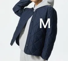 新品　パフテックノーカラージャケット　ＭネイビーUNIQLOユニクロキルティング