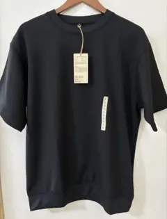 無印良品　UVカット乾きやすいワッフルクルーネック半袖Tシャツ　紳士　黒　L