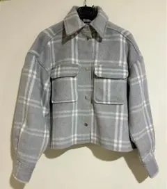 【H&M】グレー チェック柄ジャケット XS