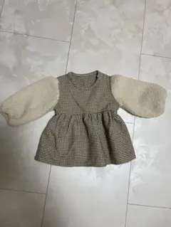 ブラウン系チェック トップス 80cm