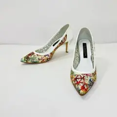 【極美品】TALANTON レザーカットパンプス 24.0㎝ マルチカラー