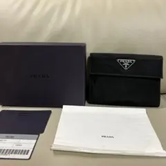 プラダ　PRADA 財布　三つ折り　折り財布　ナイロン　三角ロゴ