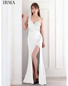 美品 IRMA イルマ ワンショルダー ハイウエスト ロングドレス シュガー