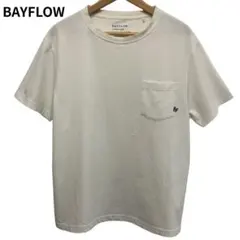 BAYFLOWストリート系　オーバーサイズ　ホワイト 胸ポケット付きTシャツ　L