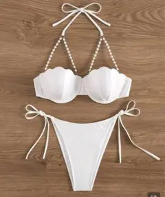 白ビキニ パール 貝 マーメイド 水着