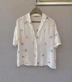 ♡ヨガ柄オープンカラーシャツ♡itimi shury vintageのサムネイル