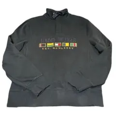 【美品】TOMMY トミーヒルフィガー ハーフジップ スウェット 黒 ゆるだぼ