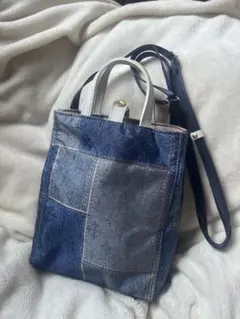 美品 russet ショルダーバッグ パッチワーク デニムプリント 日本製