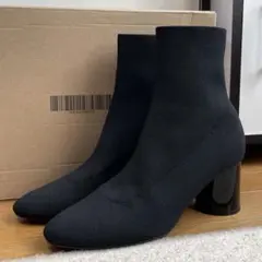 【美品】ZARA Collection チャンキーヒール ソックスブーツ ニット