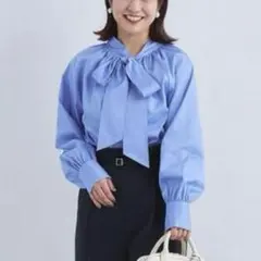 ブラウス 長袖ブルー