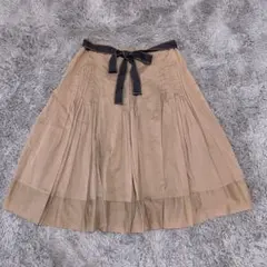 trinity トリニティー｜プリーツスカート（F）ブラウン ベルト付のサムネイル