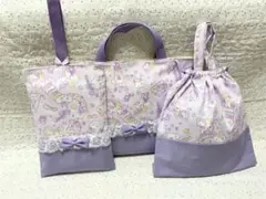 ユニコーン入園入学３点セットピアノ音符レッスンバック上履き袋体操服袋女の子