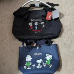 スヌーピー 刺繍軽量 2wayトートバッグ ＆ ランチバッグ ２点セット